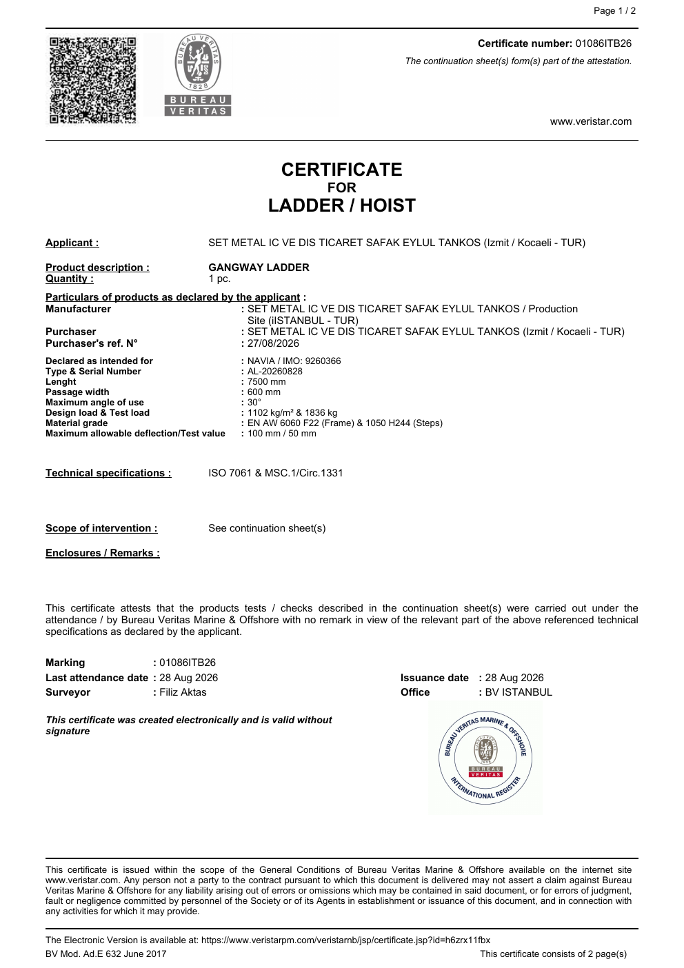 01086ITB26 — sertifika ilk sayfa önizlemesi