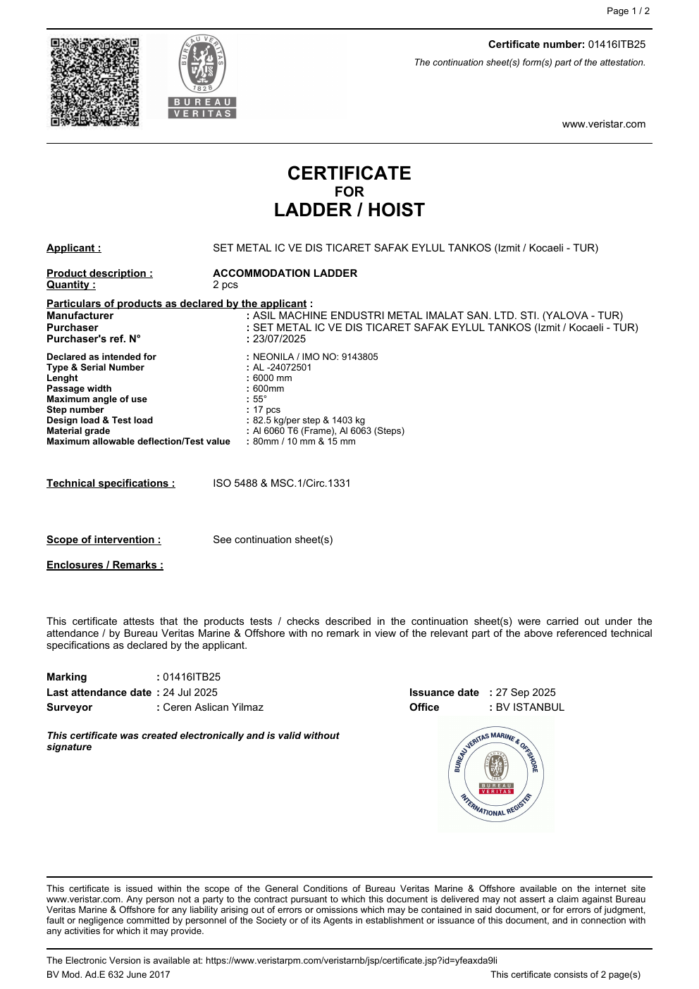 01416ITB25 — sertifika ilk sayfa önizlemesi