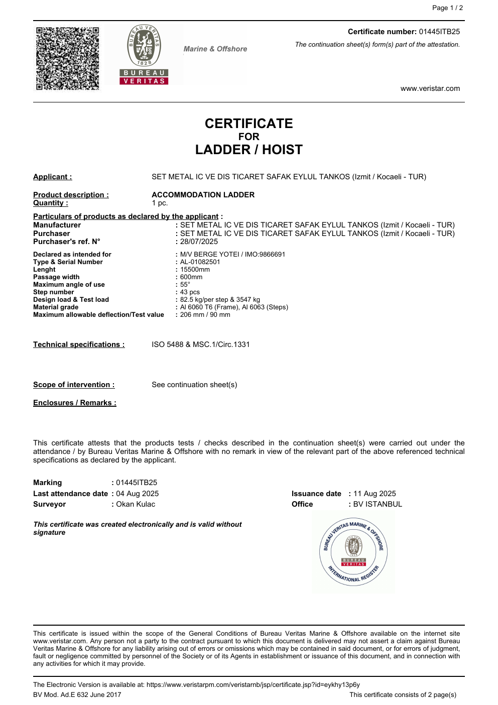 01445ITB25 — sertifika ilk sayfa önizlemesi